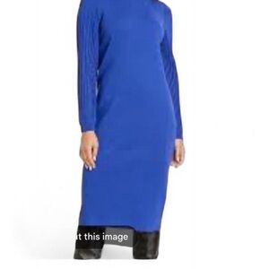 Nina Leonard Royal Blue Long Sleeve Dress